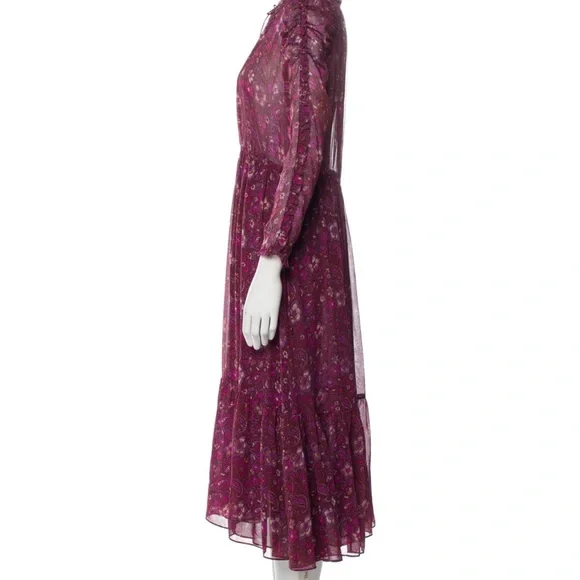 Ulla Johnson Floral Midi Dress in Purple - Picture 3 of 13